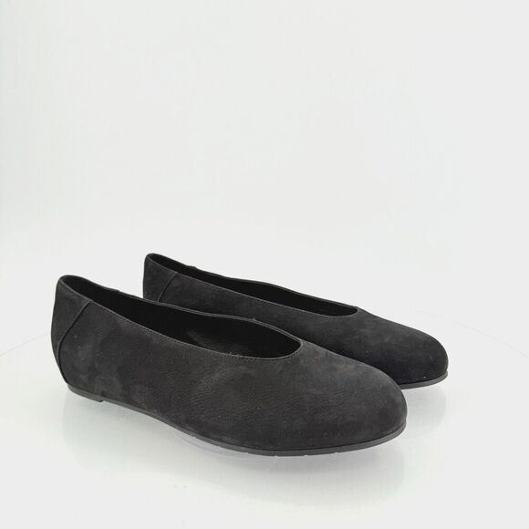 Eileen Fisher Womens Una Hidden Wedge Ballet Flats Size 8 Black Suede Round Toe - Picture 1 of 13